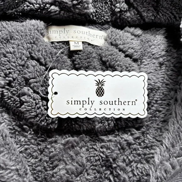 Simply Southern 1/4 Zip Sherpa Pullover Sweater Grey Womens Medium NWT Soft Cozy - Picture 8 of 12